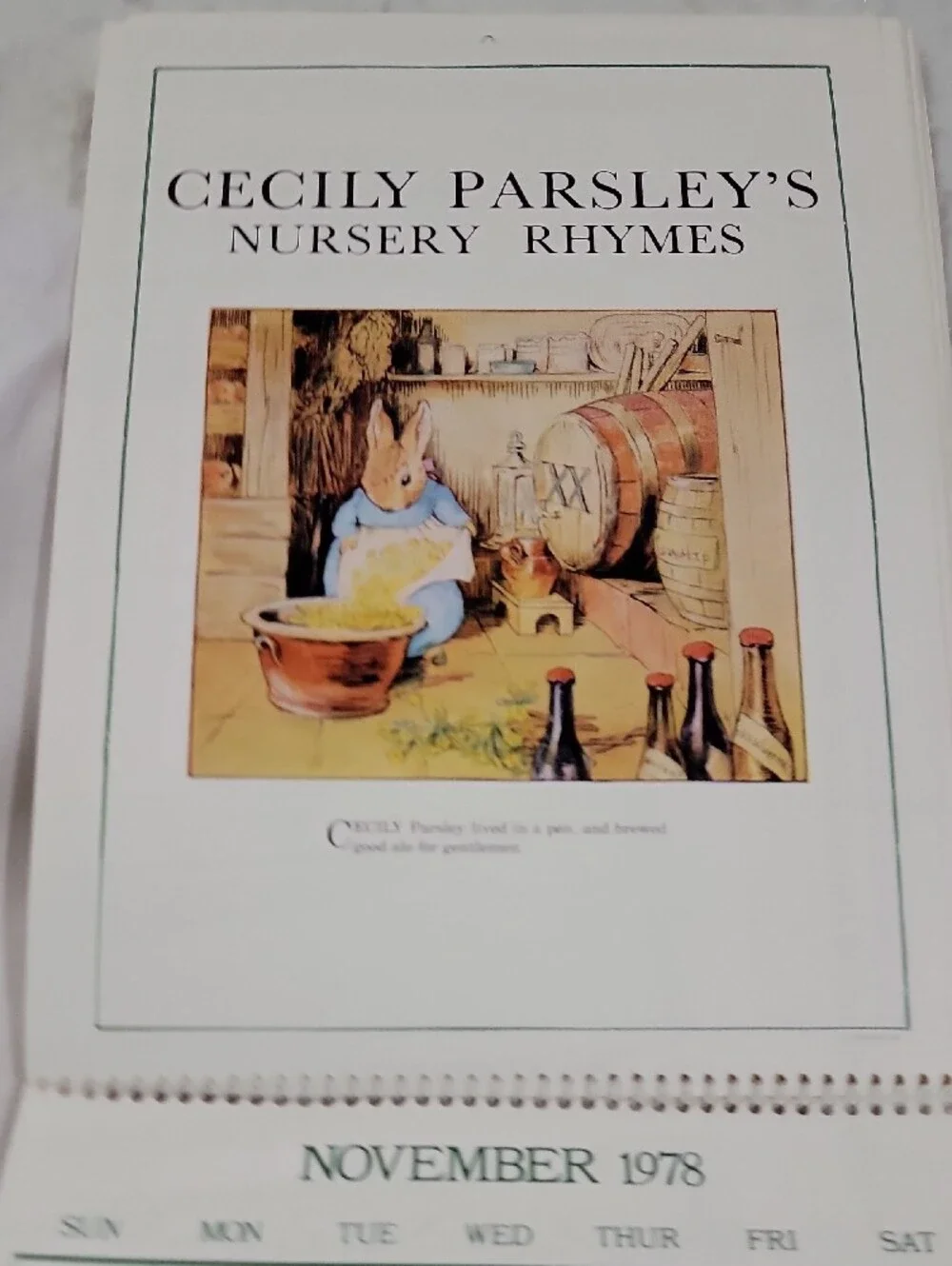 Vintage 1978 The Tales Of Beatrix Potter Calender